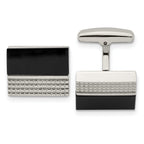 Stainless Steel Black Agate Square Cuff Links