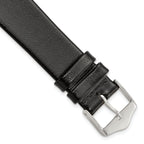 Smooth Flat Leather Watch Band in Black with Silver-Tone Buckle, 20mm