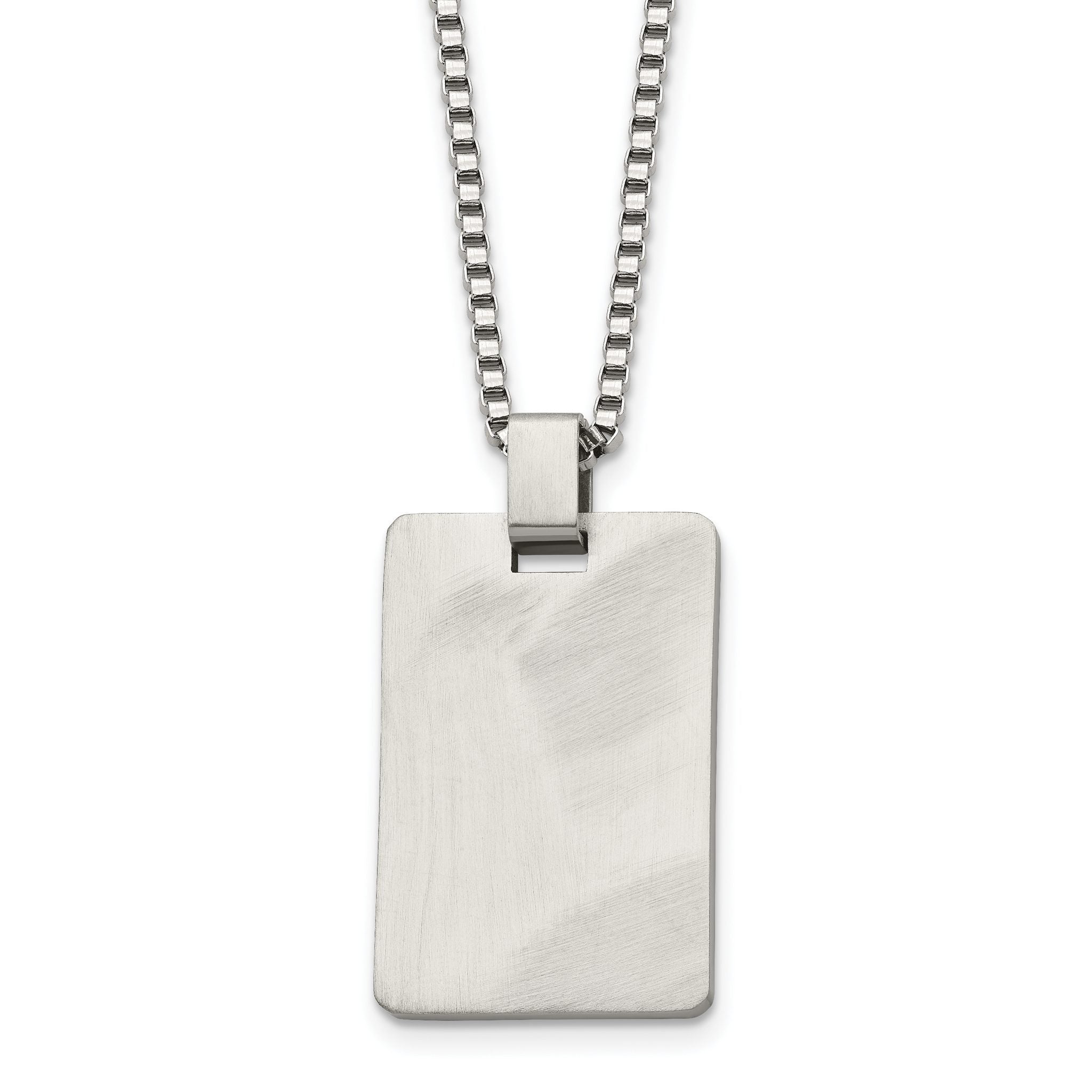Stainless Steel Brushed Rectangle Dog Tag 22in Necklace Main image