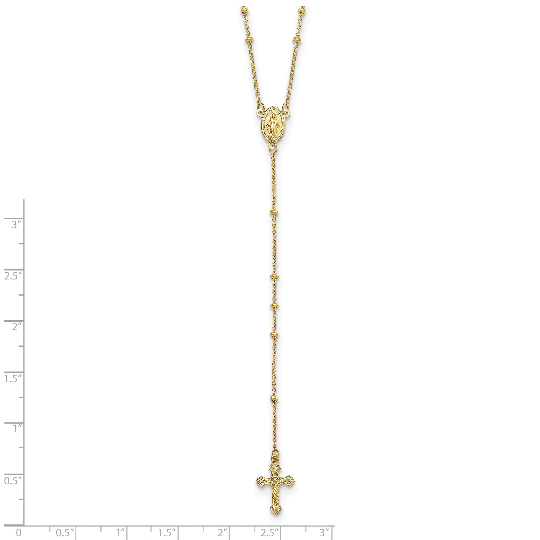 Sophia Jewelers 14K Gold Polished Beaded Rosary Necklace Unisex 19.5