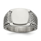 Chisel Stainless Steel Polished with CZ Signet Ring