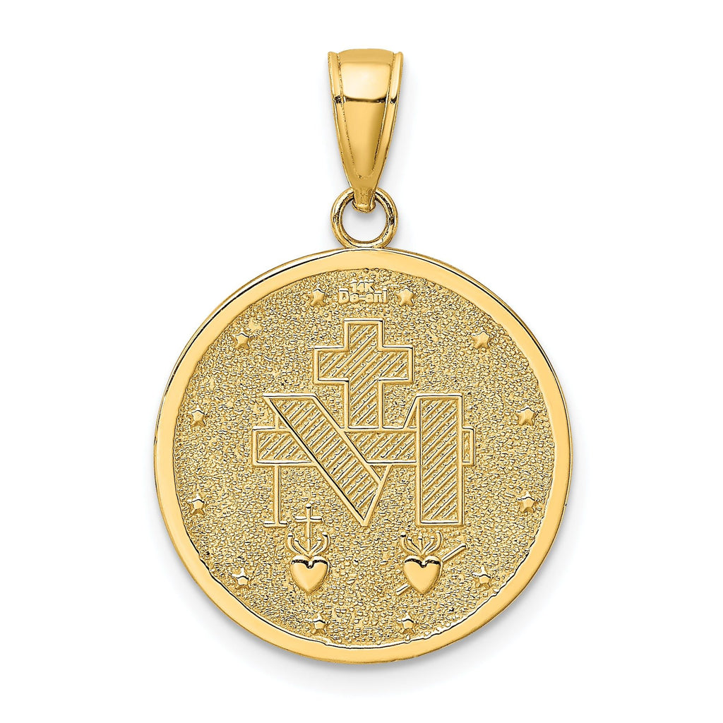 14K Polished and Satin Miraculous Medal Charm