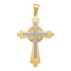 14K Two-Tone Gold Polished Cross Pendant with Solid Cast Design