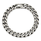 Chisel Stainless Steel Antiqued and Brushed 10.5mm 8.5 inch Curb Bracelet
