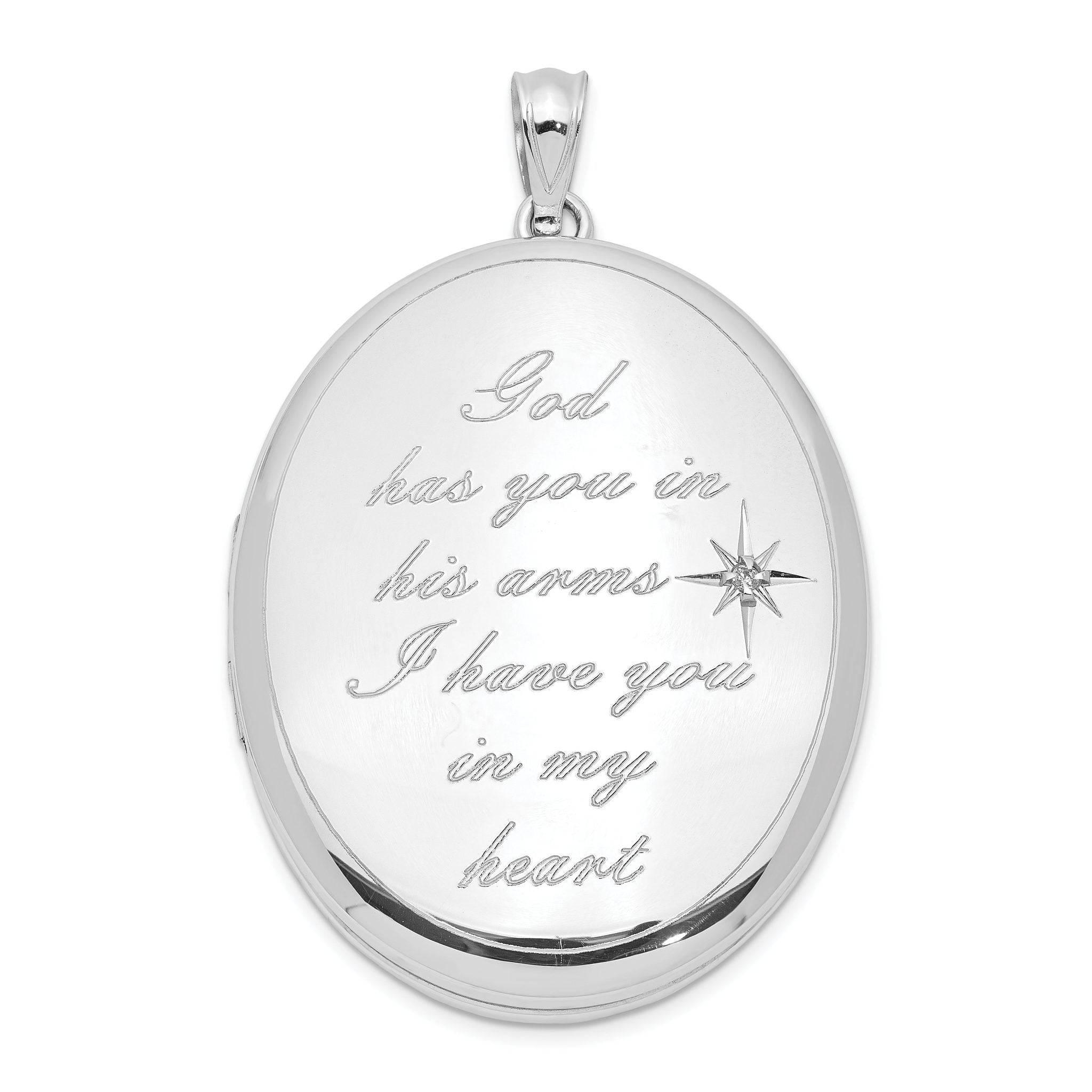 Sterling Silver Rhodium-plated God Has.. Diamond Ash Holder Oval Locket Main image