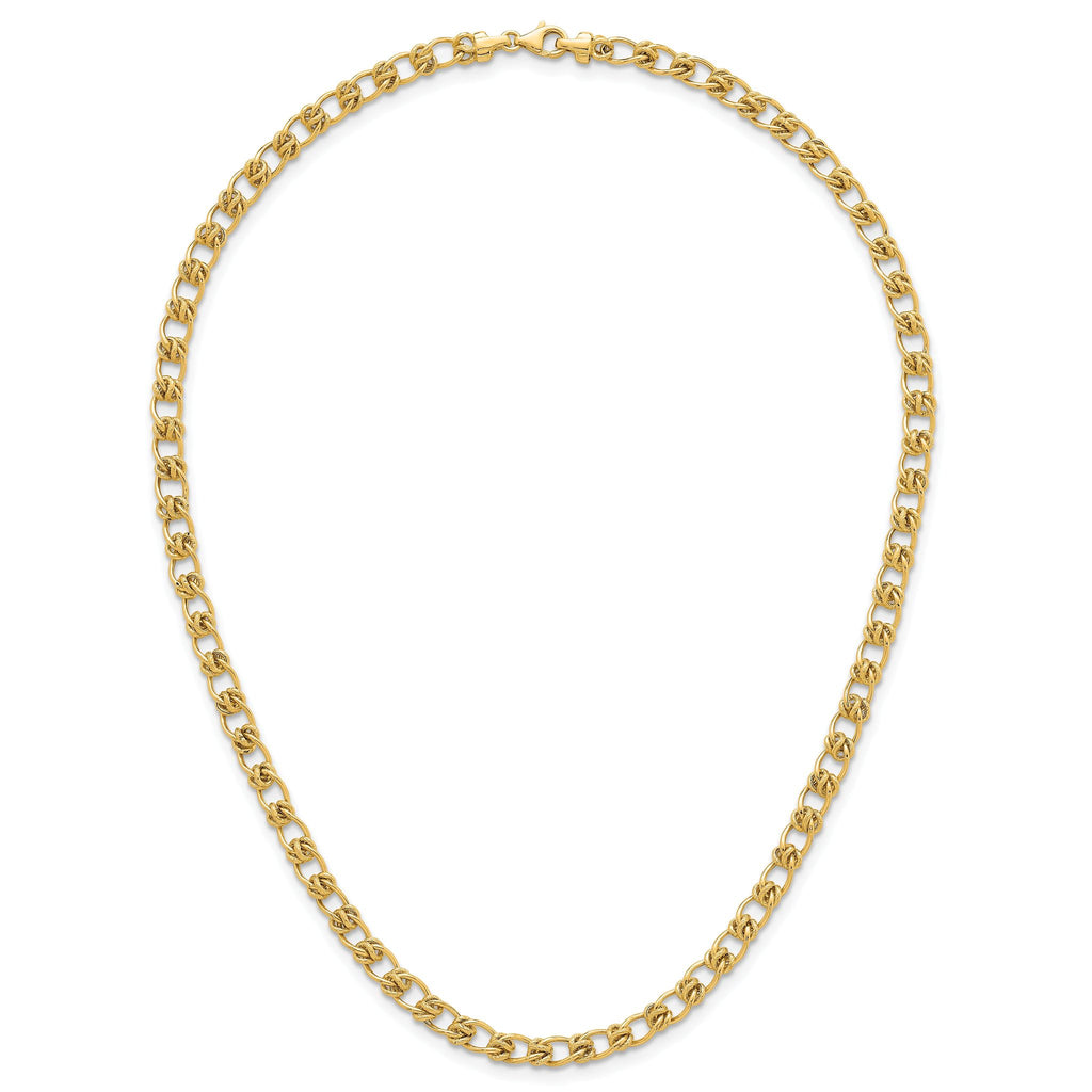 14K Polished and Textured 5.0mm Fancy Knot Link 7.5 Inch Bracelet