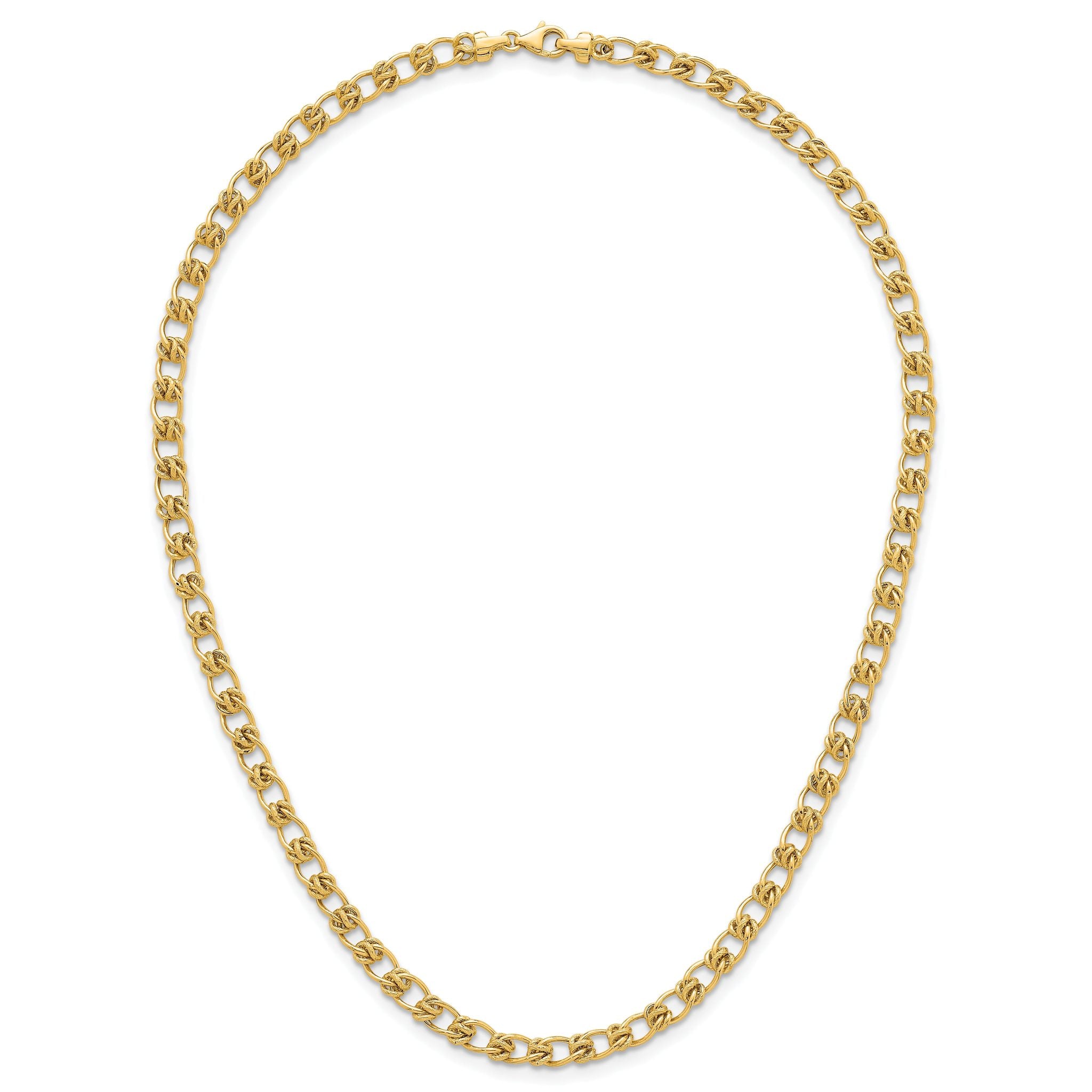 14K Polished and Textured 5.0mm Fancy Knot Link 7.5 Inch Bracelet