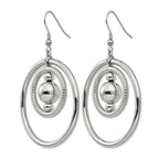 Stainless Steel Polished Geometric Textured Drop Dangle Earrings for Women