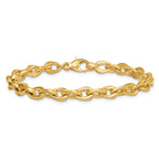 14k Polished And Brushed 6.5mm Fancy Cable Chain 7.5 inch Bracelet