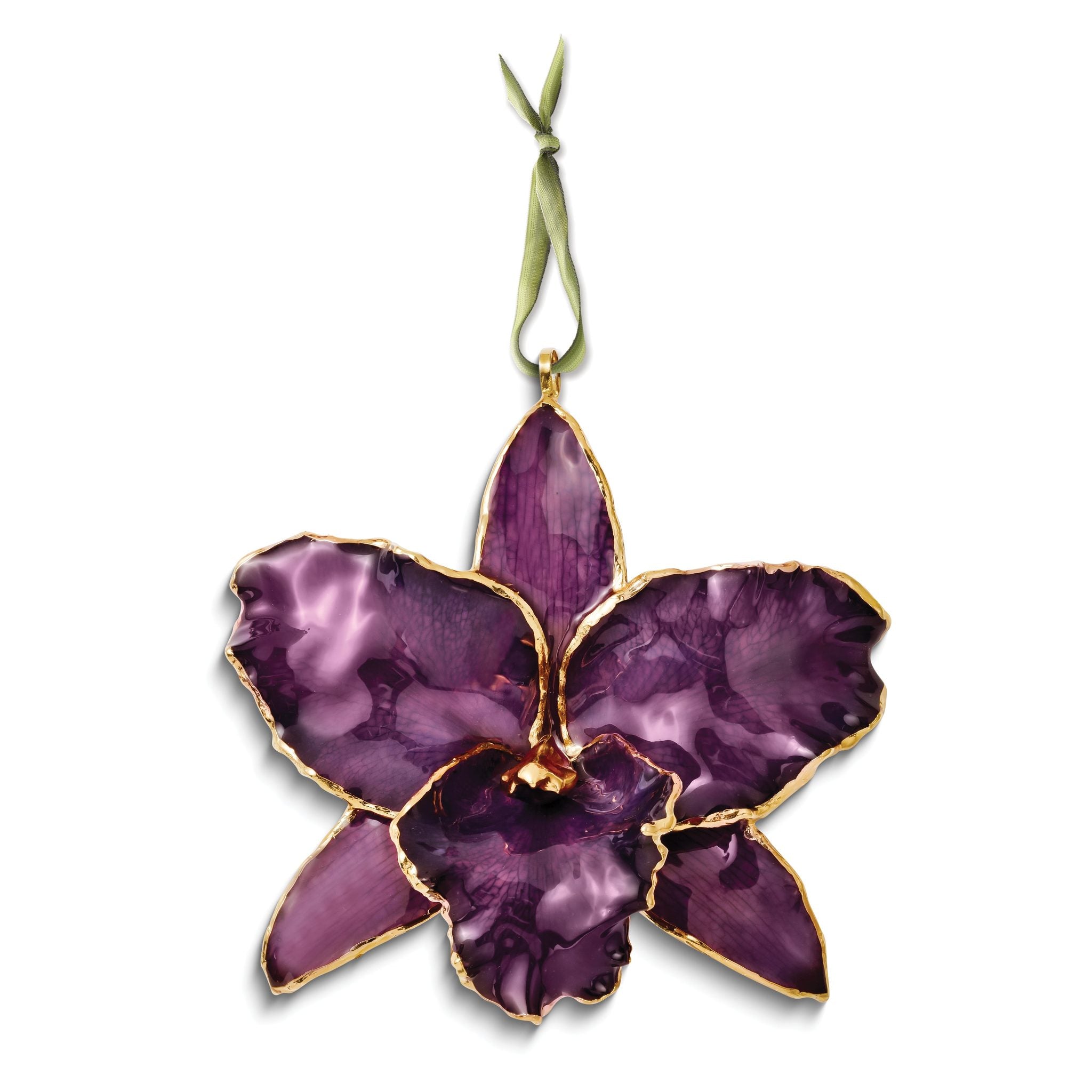Lacquer Dipped Purple Real Cattleya Orchid Ornament Main image