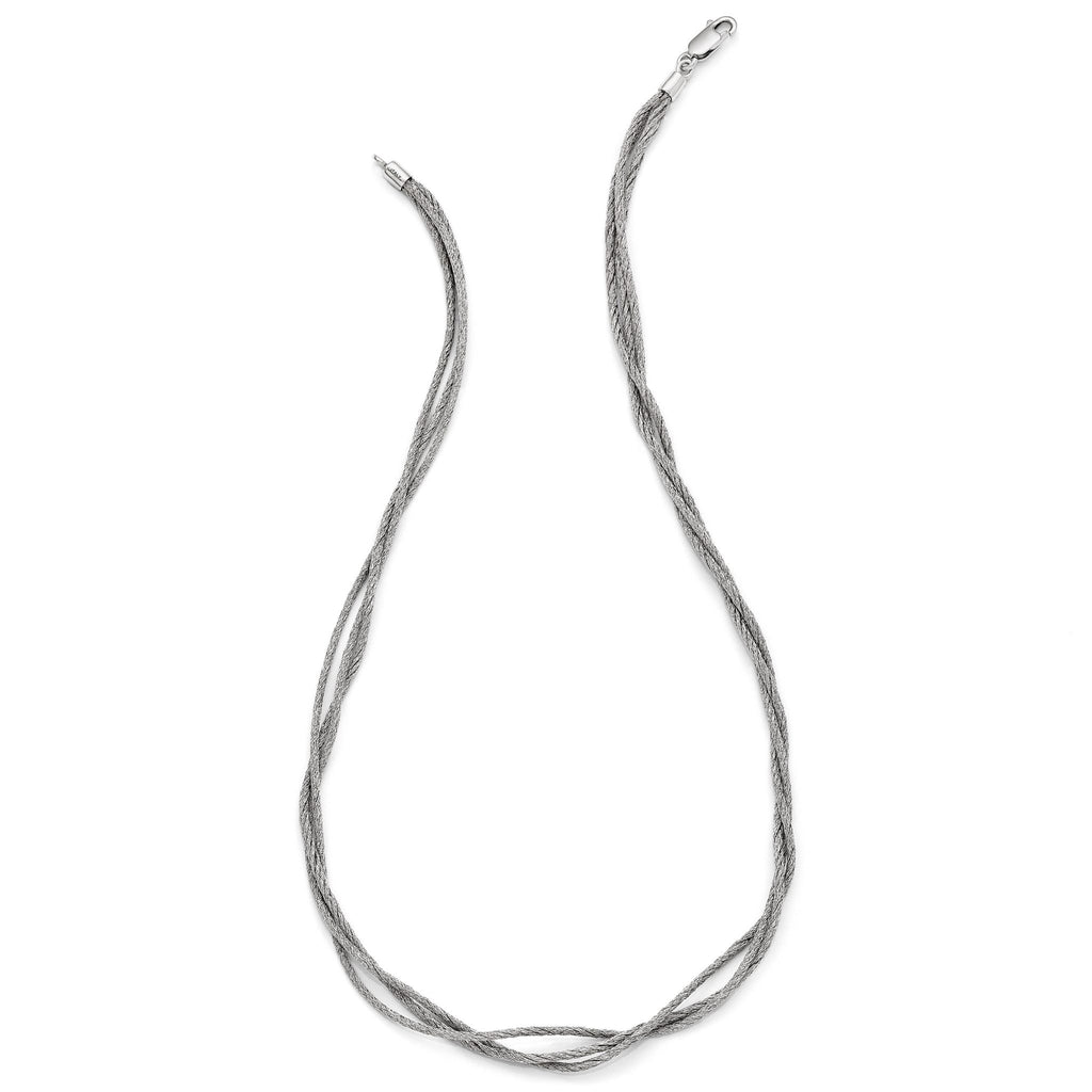 Sterling Silver 925 Three Strand Mesh Necklace with Lobster Clasp