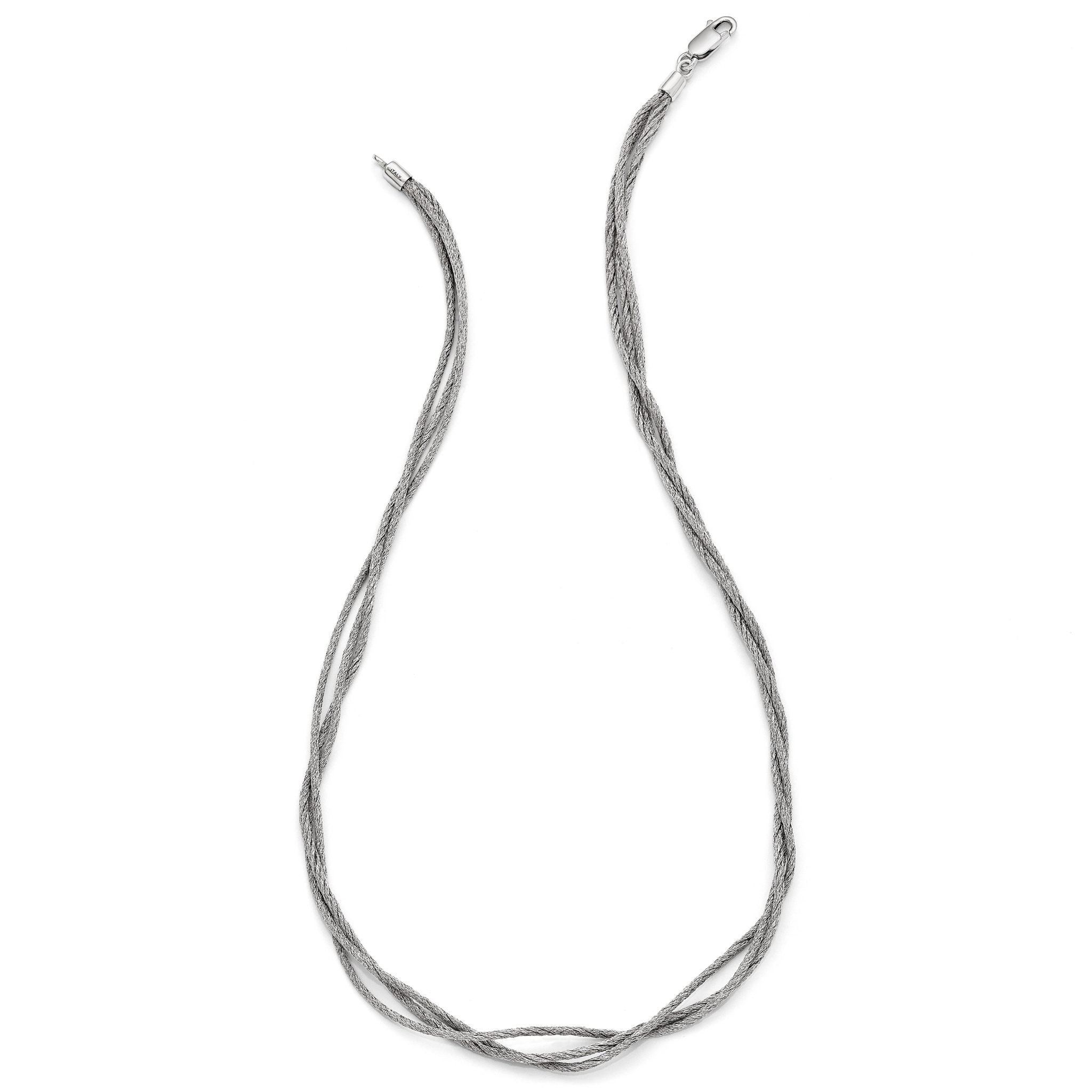 Sterling Silver 925 Three Strand Mesh Necklace with Lobster Clasp