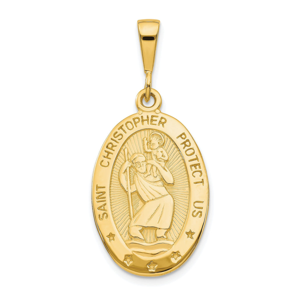 10K Gold St. Christopher Medal Polished Pendant Solid and Gift-Ready