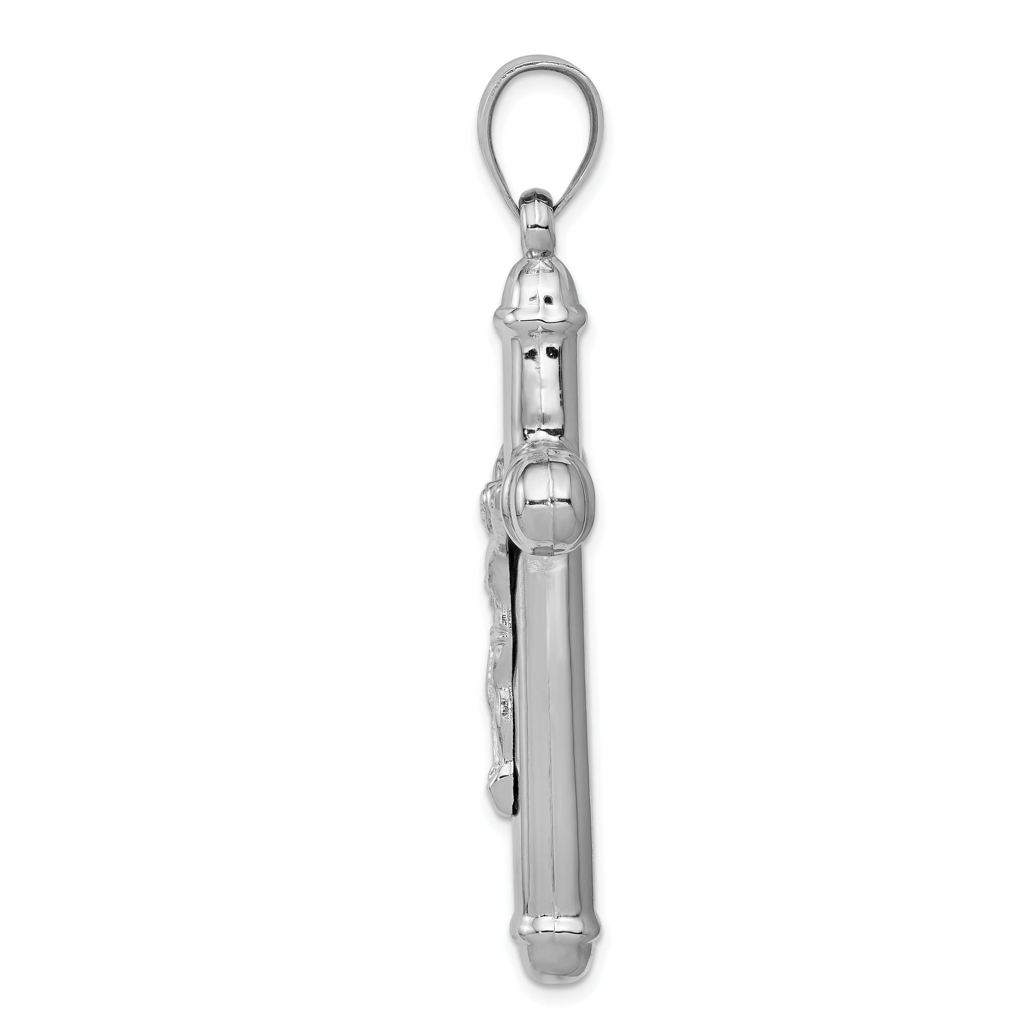 14K White Gold Reversible Crucifix Pendant with Polished Rhodium Finish Secondary image