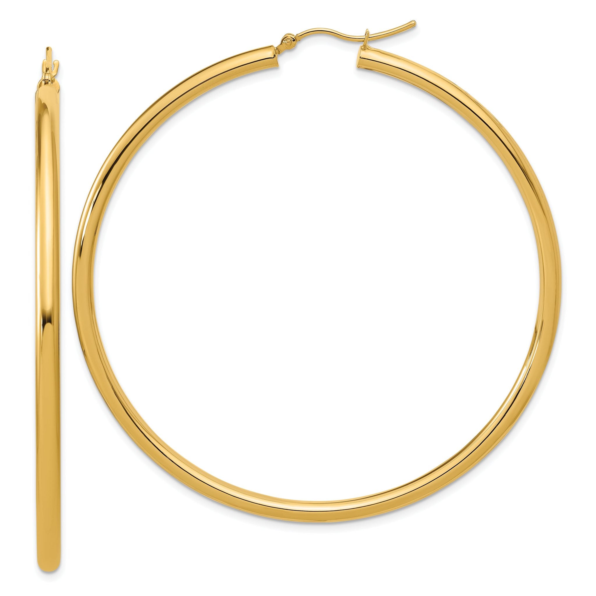 14k Polished 3mm Polished Hoop Earrings Main image