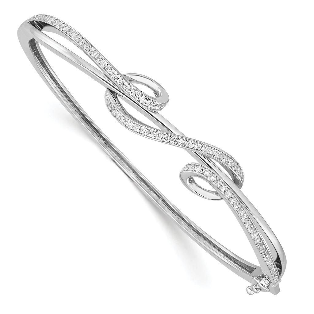 Sophia Jewelers 925 Sterling Silver CZ Bangle with Rhodium Polish