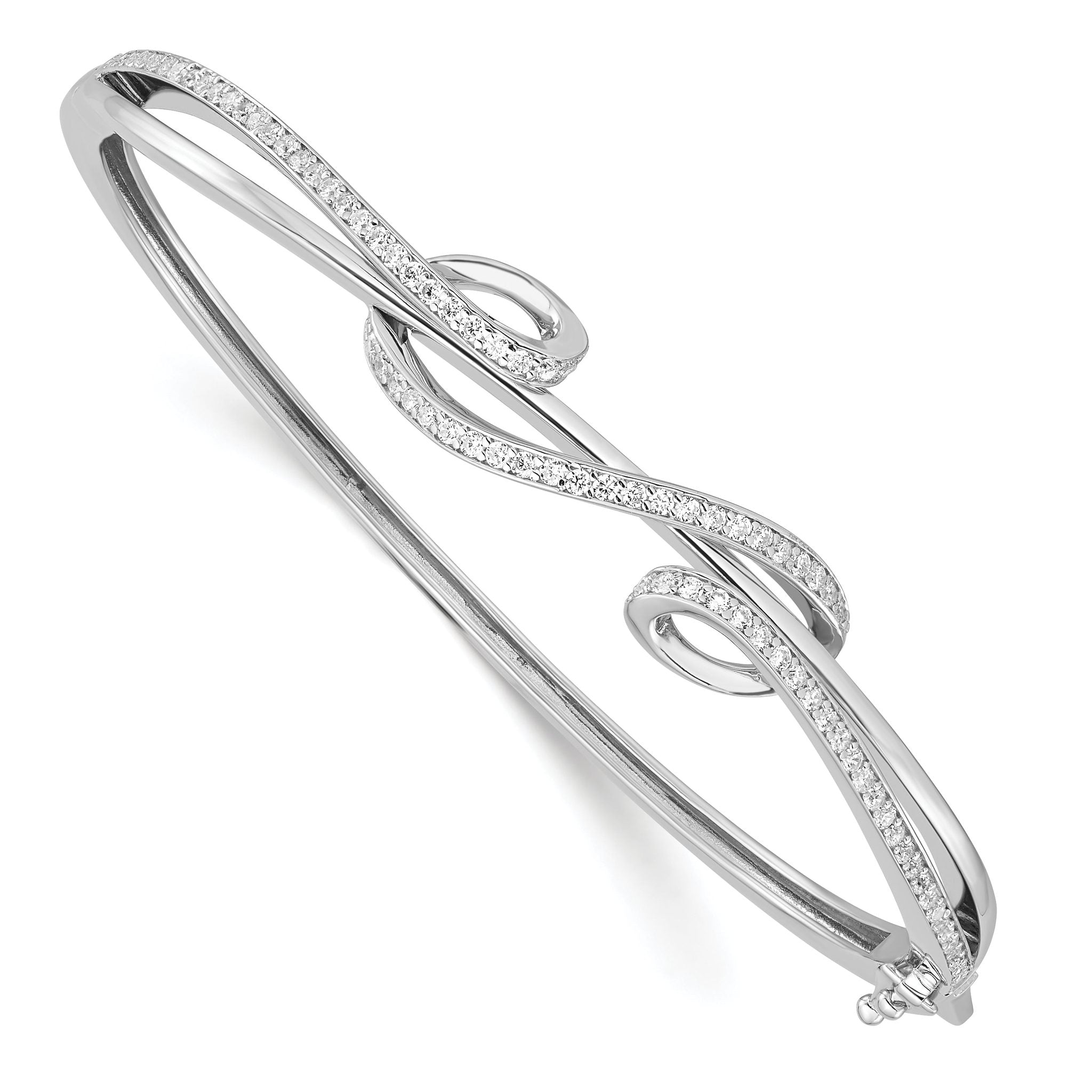 Sophia Jewelers 925 Sterling Silver CZ Bangle with Rhodium Polish