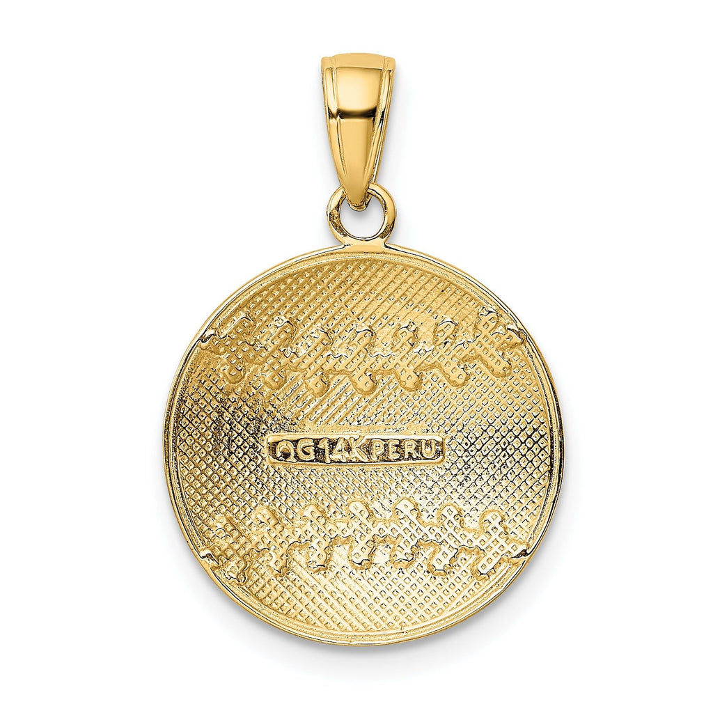 14K Gold Polished Baseball Charm  Solid Casted, Textured Design