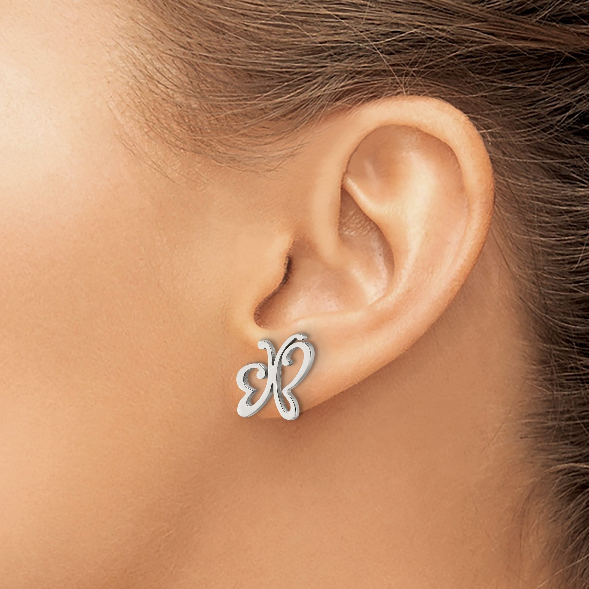 Stainless Steel Polished Button Earrings for Women