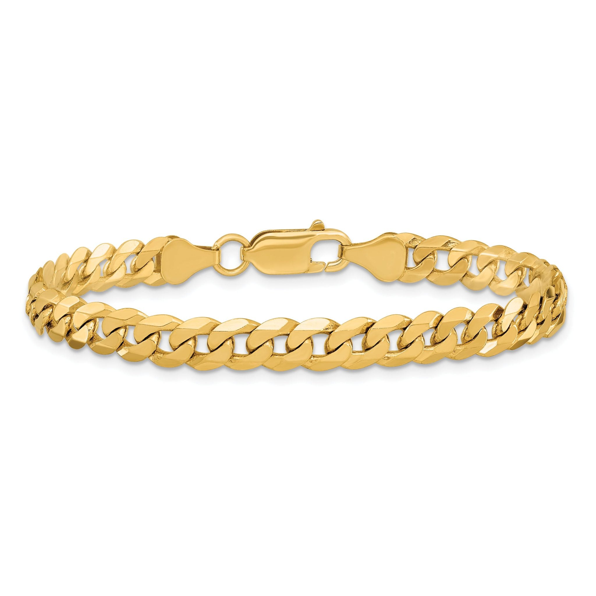 Flat Beveled Curb Chain in 14K Yellow Gold, 6.25mm