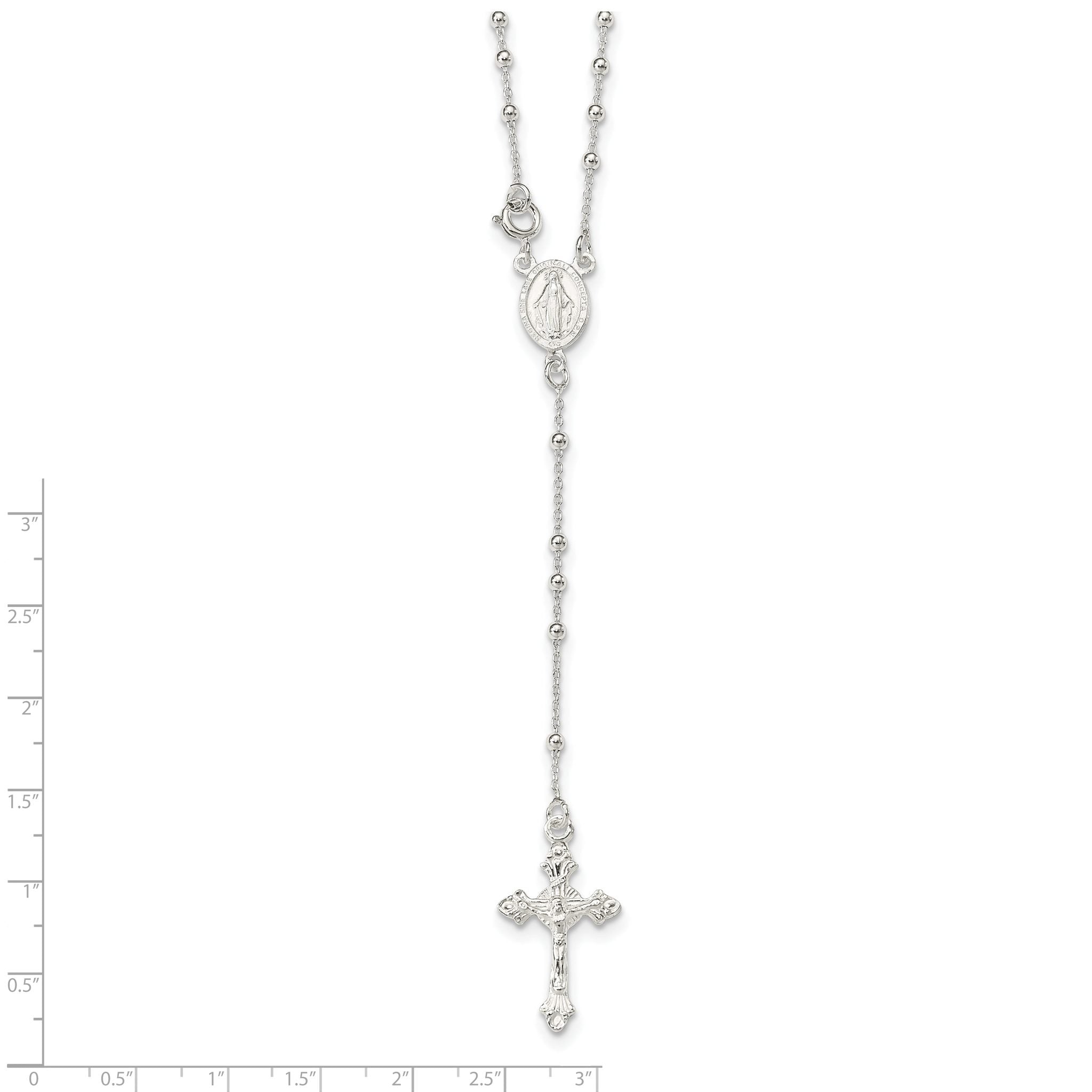 Sterling Silver 925 Rosary Necklace Polished Finish Elegant Women's Design Secondary image
