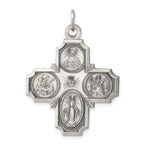 Sterling Silver Antiqued 4-Way Medal Pendant with Solid Die Struck Design