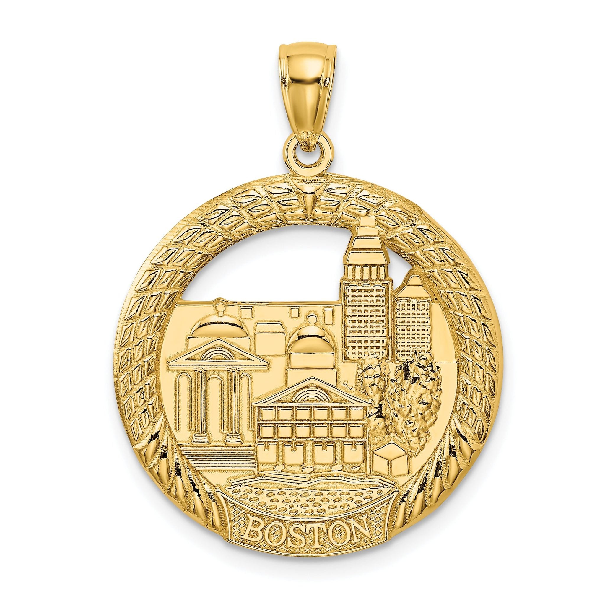14K BOSTON Town Scene Round Charm Main image
