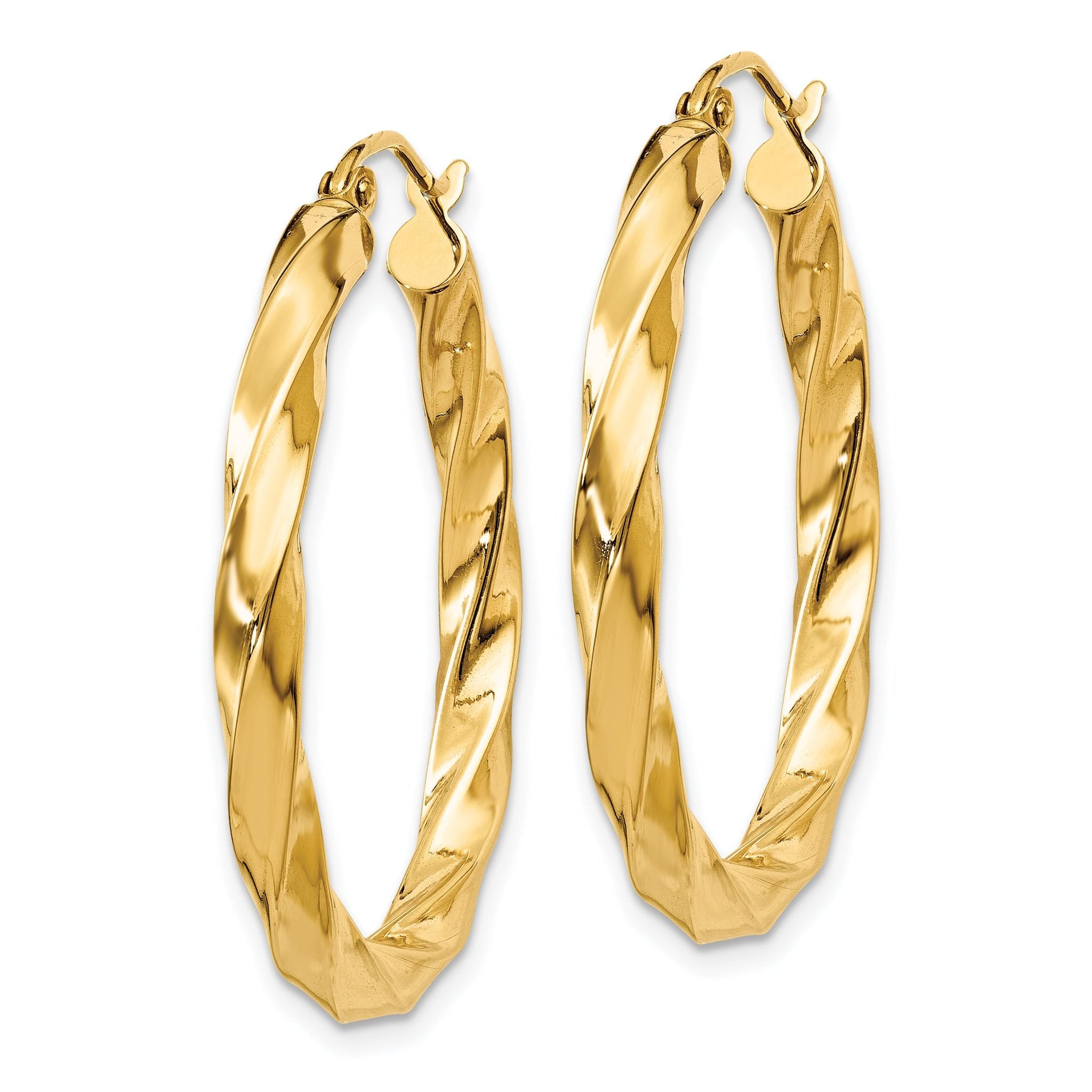 14k Polished 3mm Twisted Hoop Earrings Secondary image