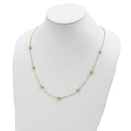 14K Gold Textured Beaded Necklace with Polished Finish