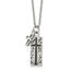 Chisel Stainless Steel Polished Black IP-plated 2 Piece Cross Pendant on a 20 inch Cable Chain Necklace