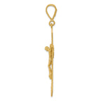 14K Gold Satin Diamond-Cut Crucifix Pendant Elegant Design