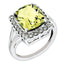 Sterling Silver Rhodium-plated Diamond & Checker-Cut Lemon Quartz Ring