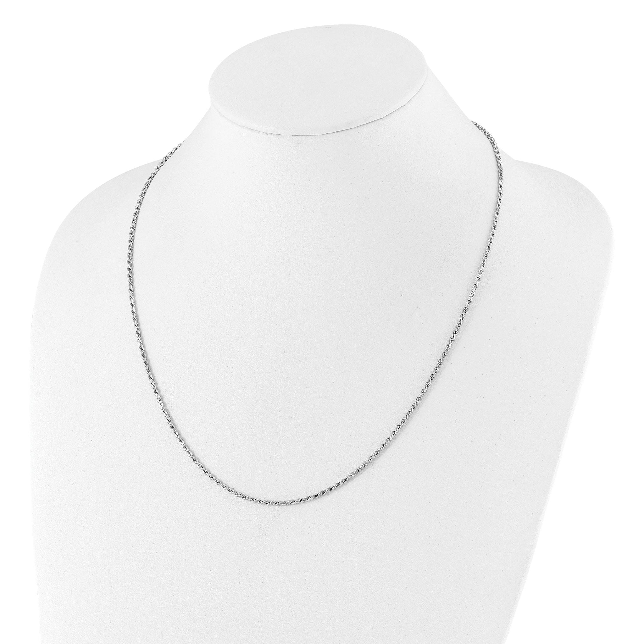 Sterling Silver RH-plated Adjustable 2mm D/C Rope Chain