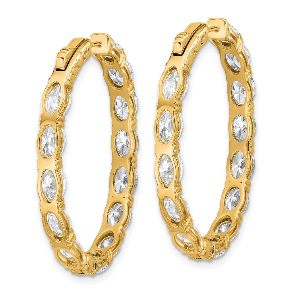 14K Yellow Gold 8 5/8 ct Lab-Created Diamond VS+ F+ Oval-Cut In-and-Out Hoop Earrings