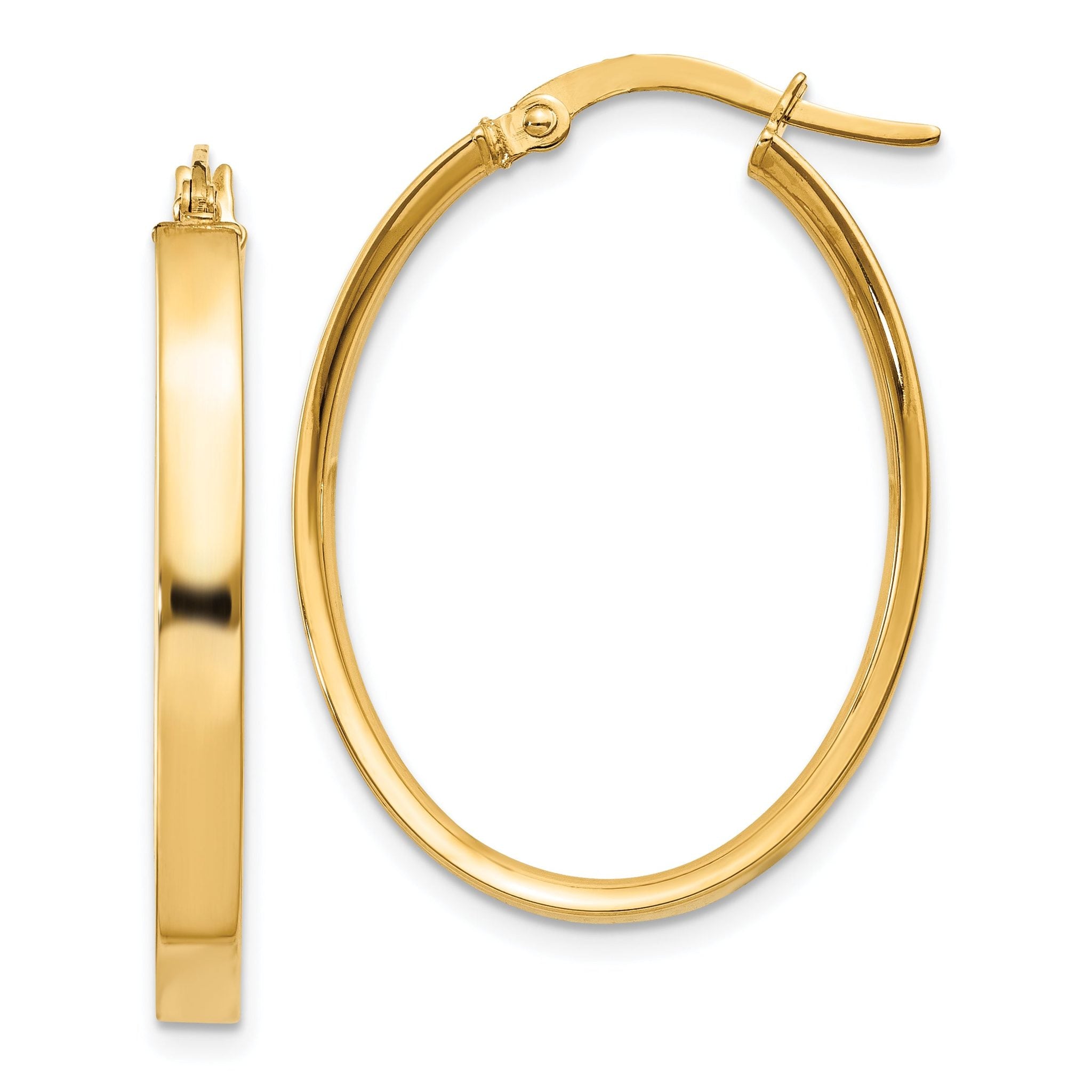 14K 3mm Oval Hoop Earrings
