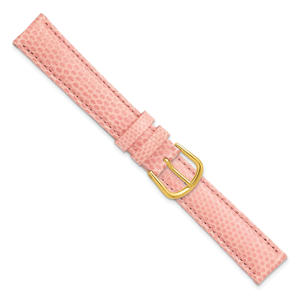 16mm Rose Genuine Lizard Leather with Gold-tone Buckle 7.5 inch Watch Band