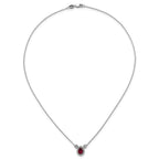 14k White Gold 1/2 carat Lab Grown Diamond VS/SI+ G+ and Created Ruby Complete Three Stone 16 inch Necklace