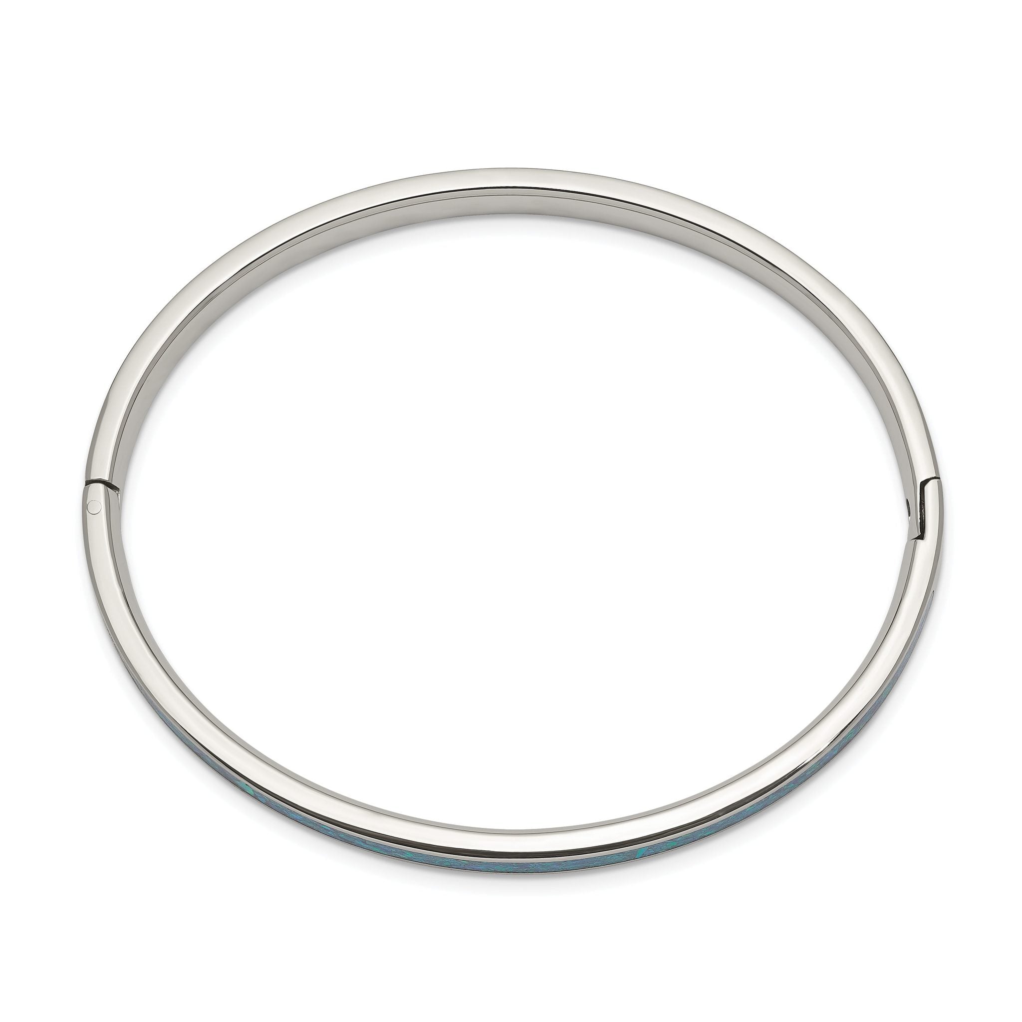 Stainless Steel Polished Imitation Opal 4.75mm Hinged Bangle Bracelet for Women Secondary image