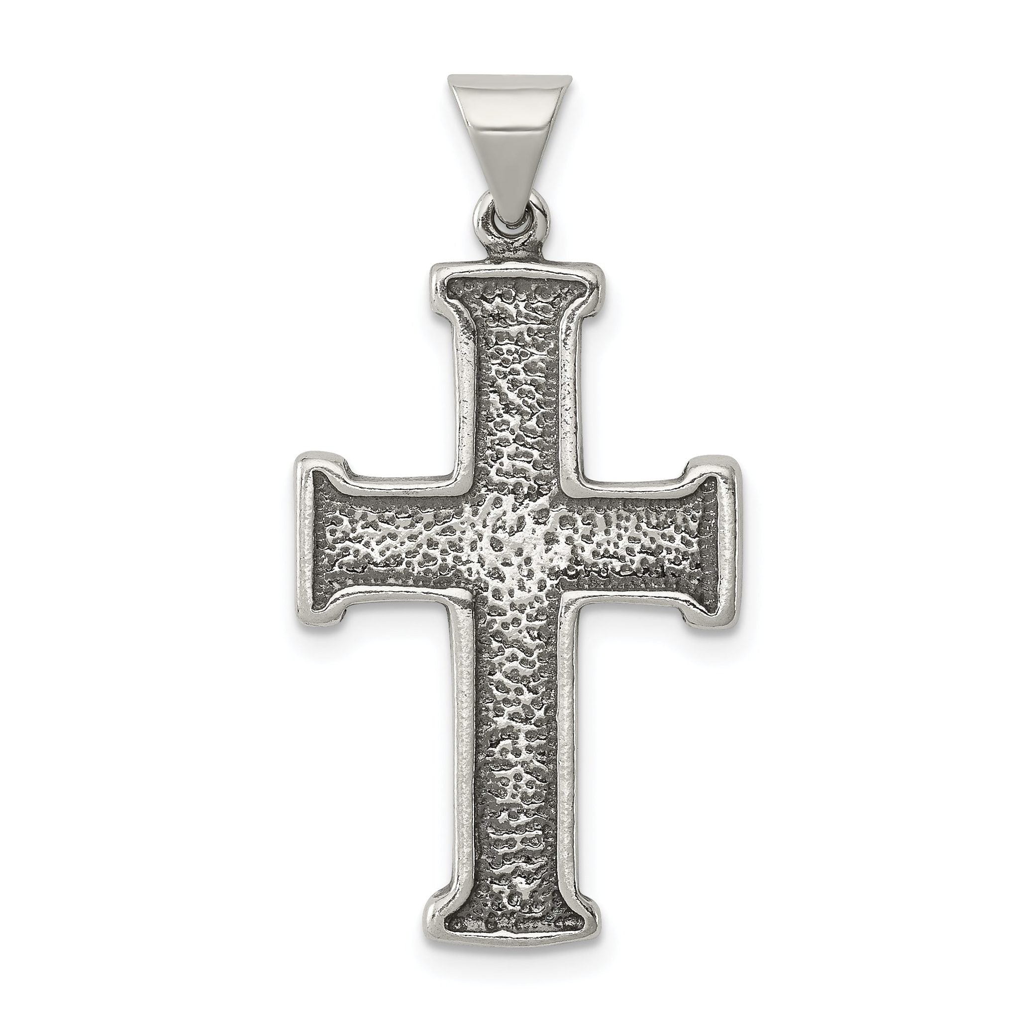 Sterling Silver 925 Antiqued Cross Pendant with Polished Finish Solid Design Main image
