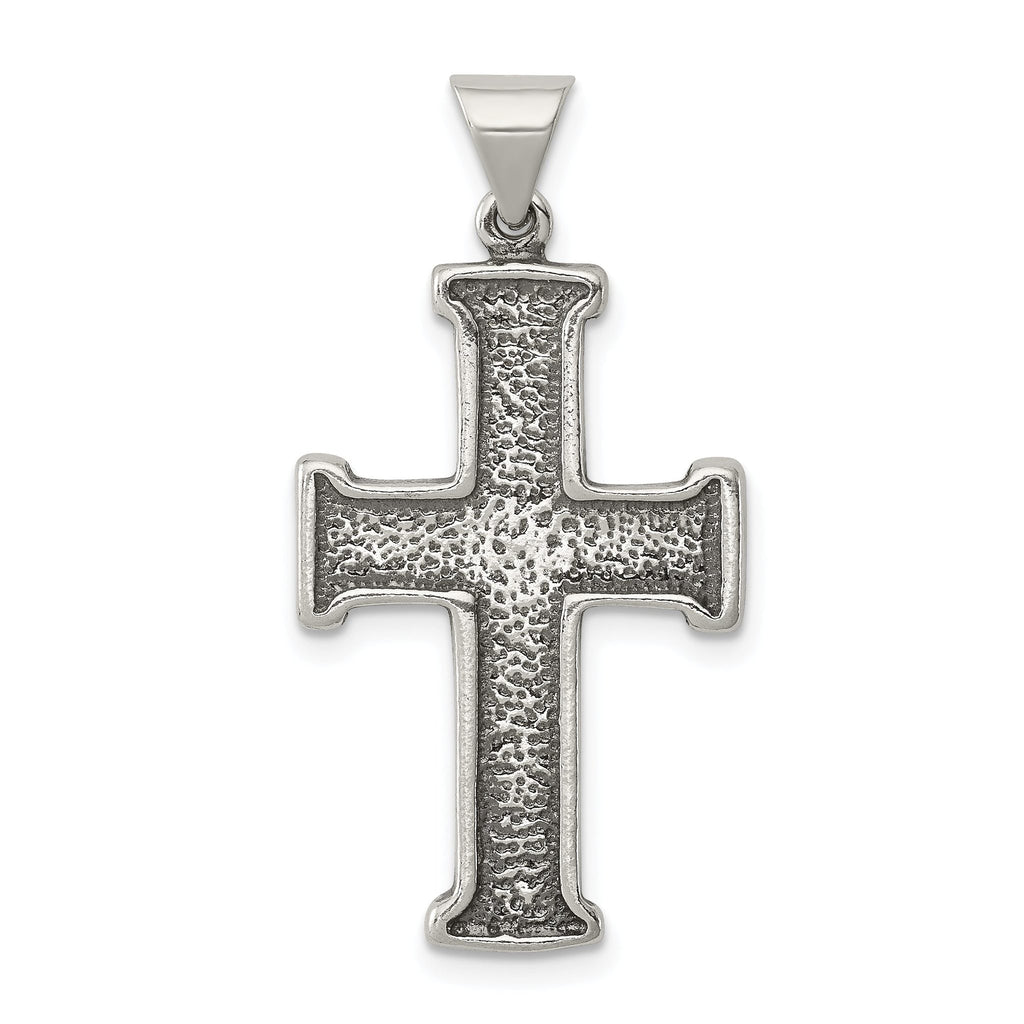 Sterling Silver 925 Antiqued Cross Pendant with Polished Finish Solid Design