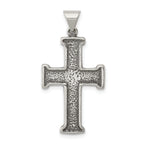 Sterling Silver 925 Antiqued Cross Pendant with Polished Finish Solid Design