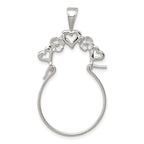 Sterling Silver 925 Heart Charm Holder with Anti-Tarnish Polished Finish