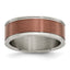 Brown IP Grooved Edge Wedding Band in Titanium, 8mm