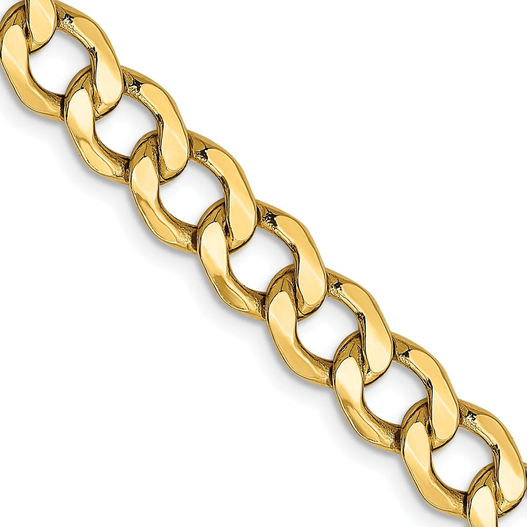 Curb Link Chain Bracelet in 10K Yellow Gold, 7mm