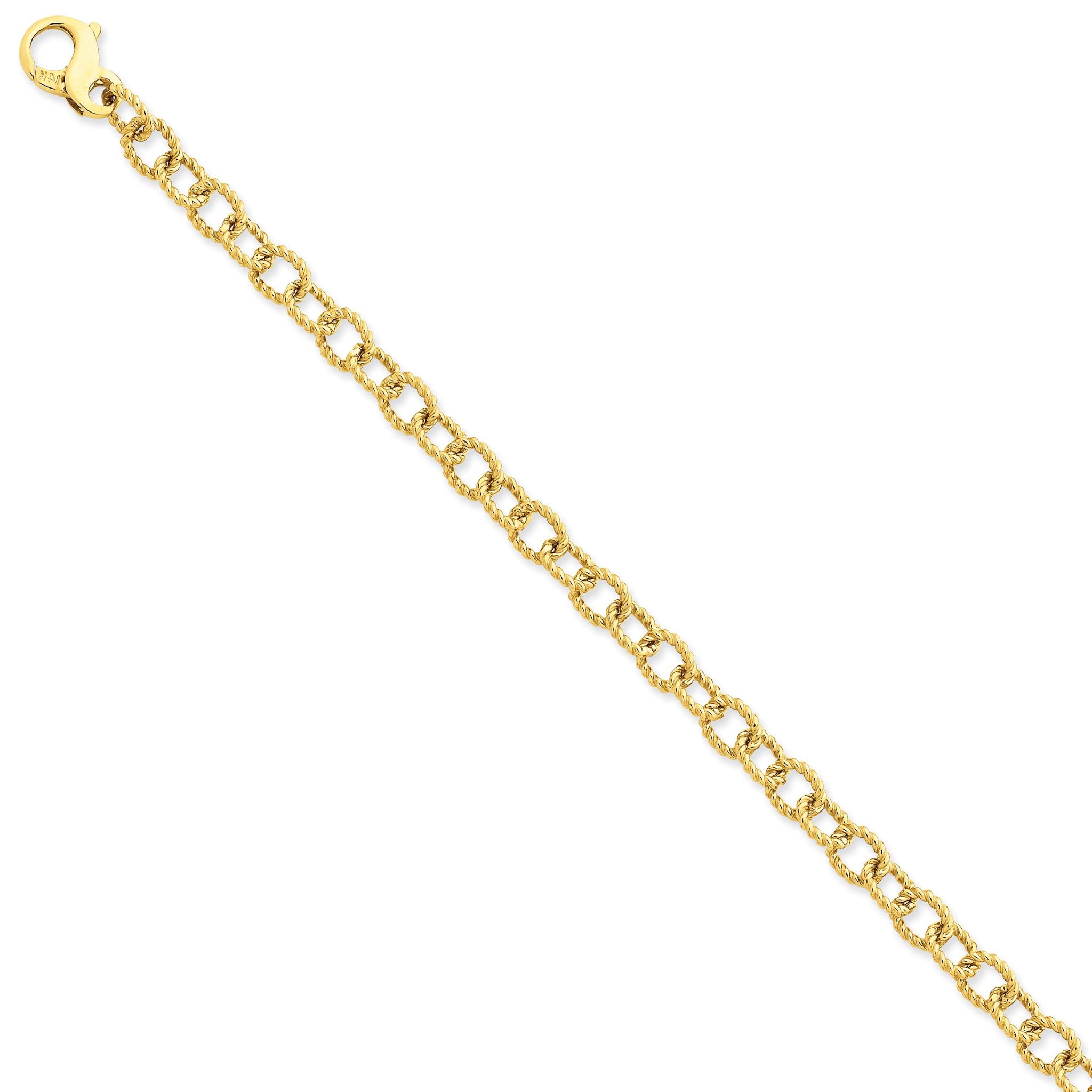 14K Gold Polished Fancy Link Bracelet with Lobster Clasp Main image