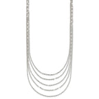 Sterling Silver 5 Strand Fancy Flat Link Necklace