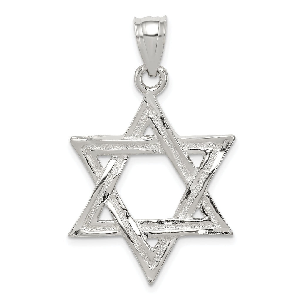 Sterling Silver Star of David Pendant with Polished Anti-Tarnish Finish