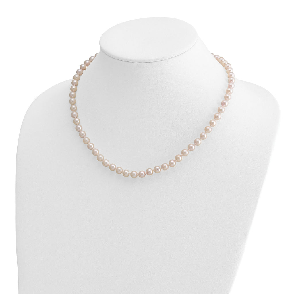 14k 6-7mm White Round Akoya Saltwater Cultured Pearl Necklace