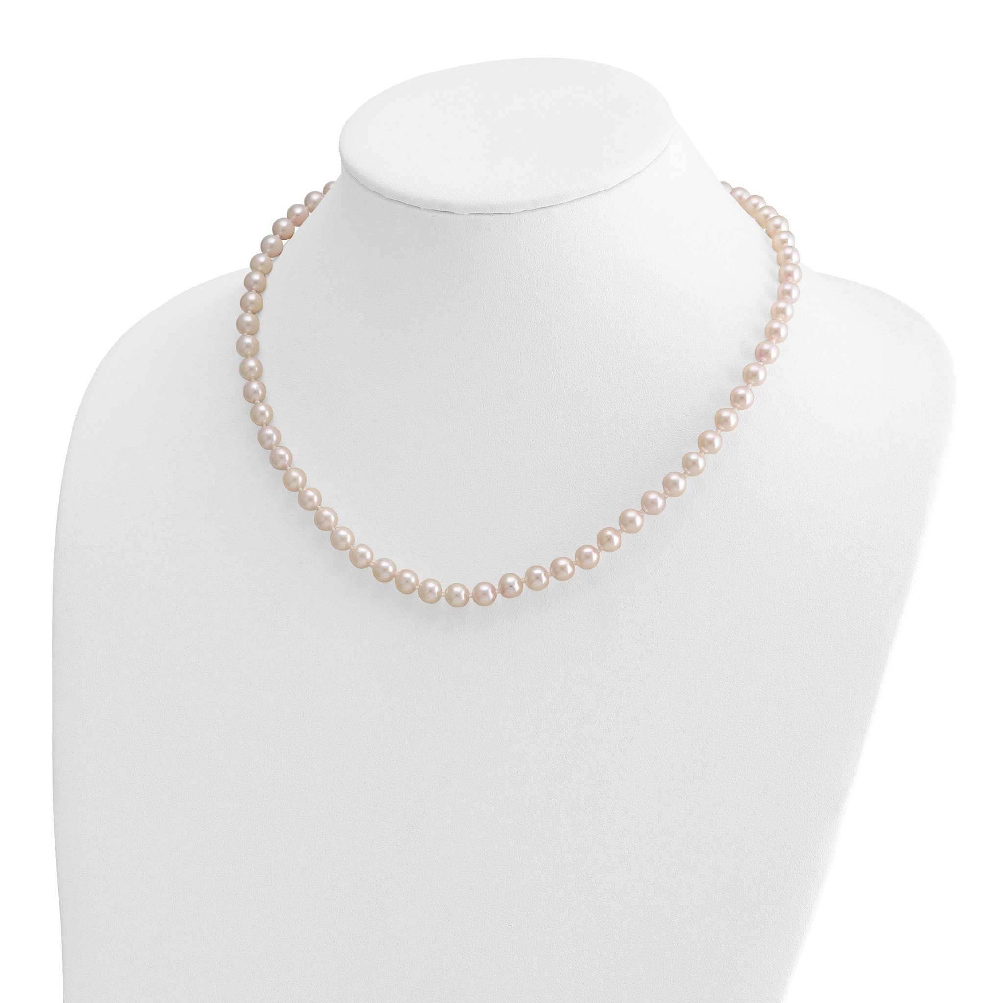 14k 6-7mm White Round Akoya Saltwater Cultured Pearl Necklace