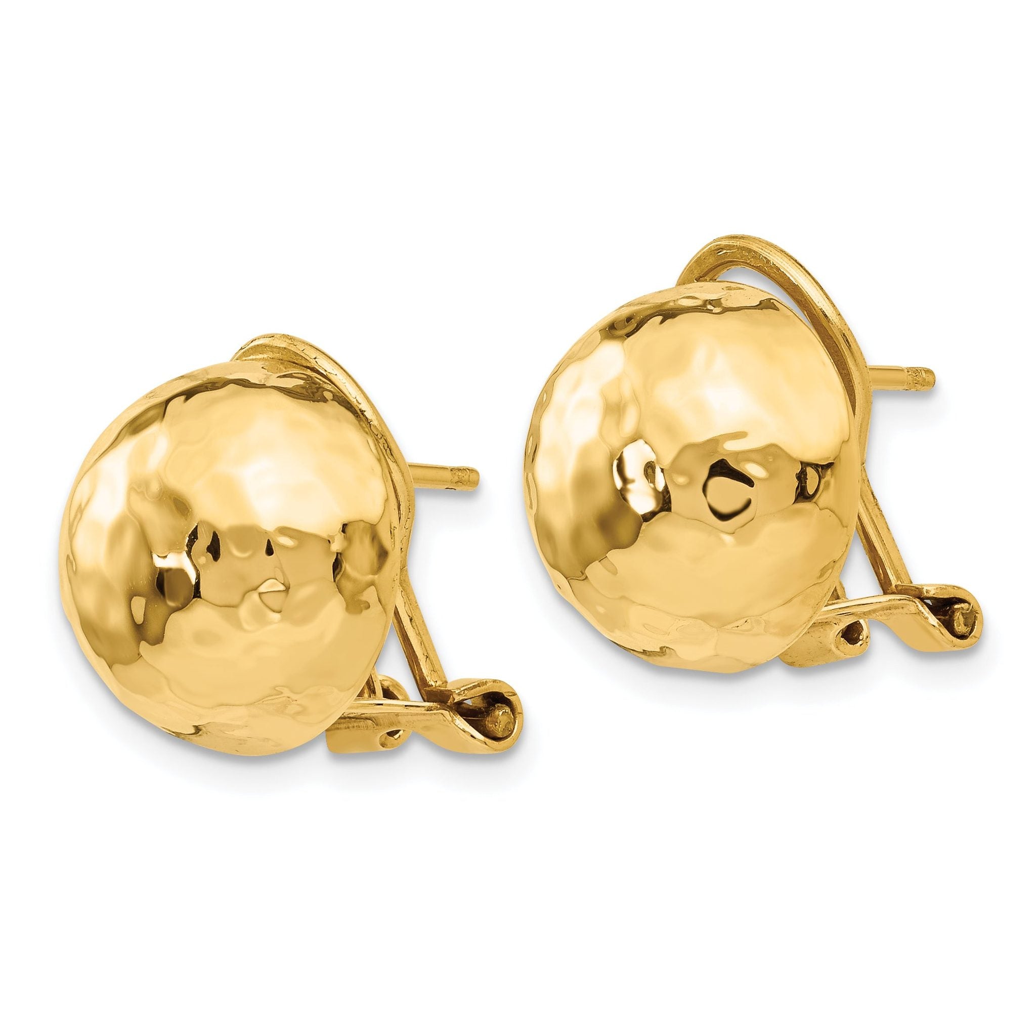 14k Hammered Omega Back Post Earrings Secondary image
